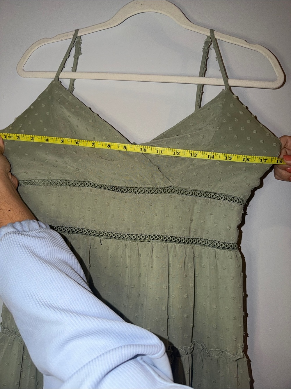 Altar’s State Light Green Swiss Dot Spaghetti Strap Dress - Picture 5 of 6